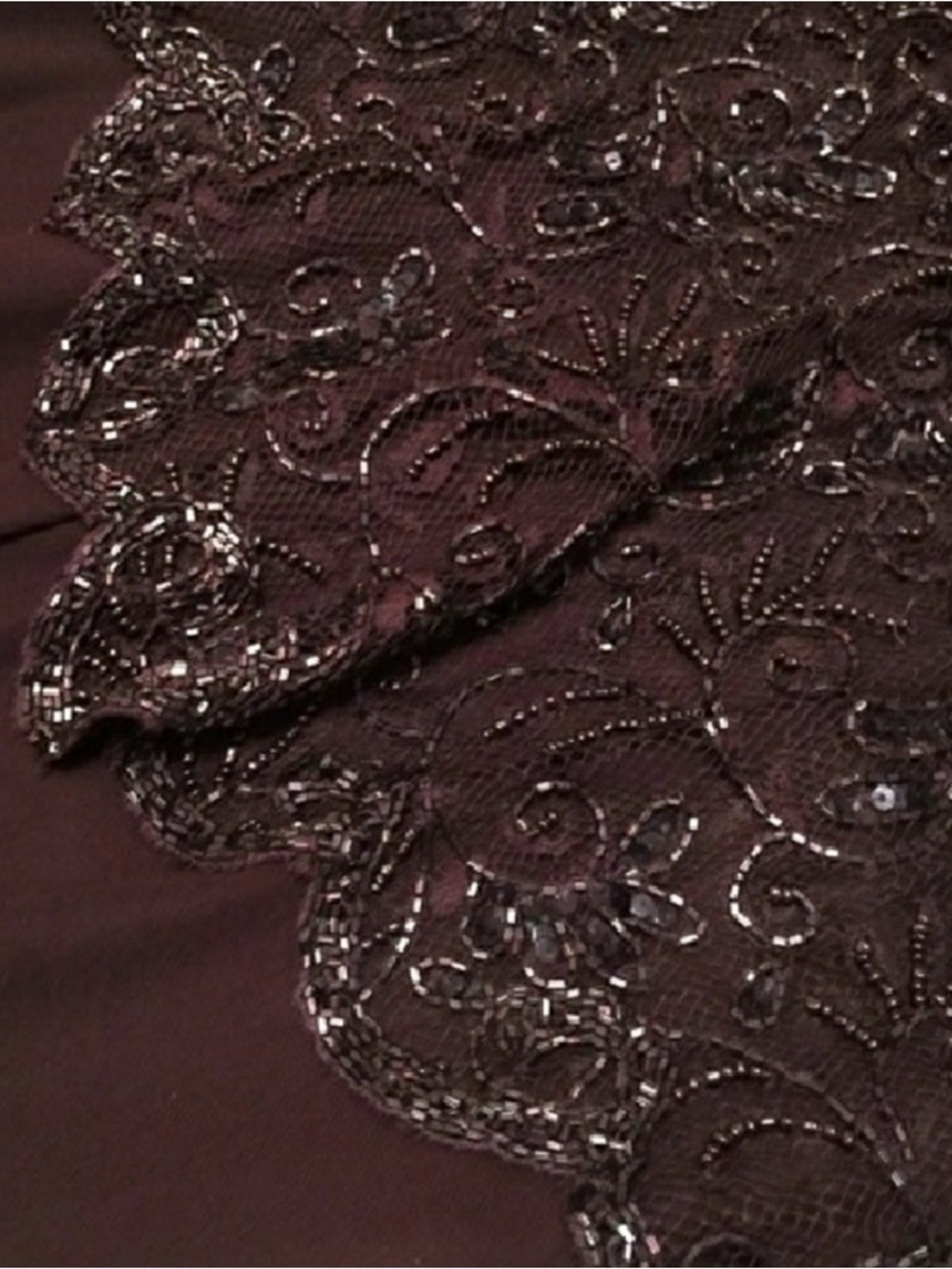 Vintage Eggplant Short Sleeve Beaded Formal Dress. Brilliante by JA - Picture 2 of 7